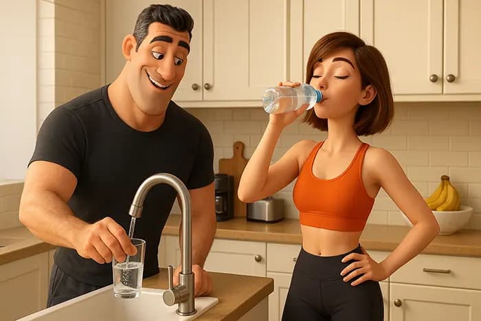 Eau du robinet, eau en bouteille ou eau filtrée